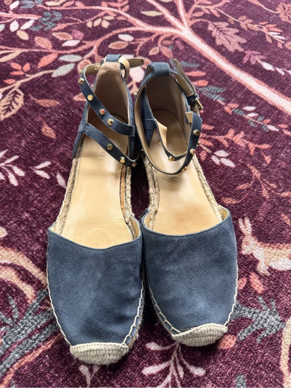 Marc Fisher Maci Studded Blue Suede wrap Espadrille sandals in 9 vacation